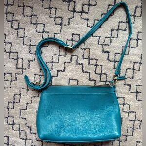 Teal Leather Crossbody Bag